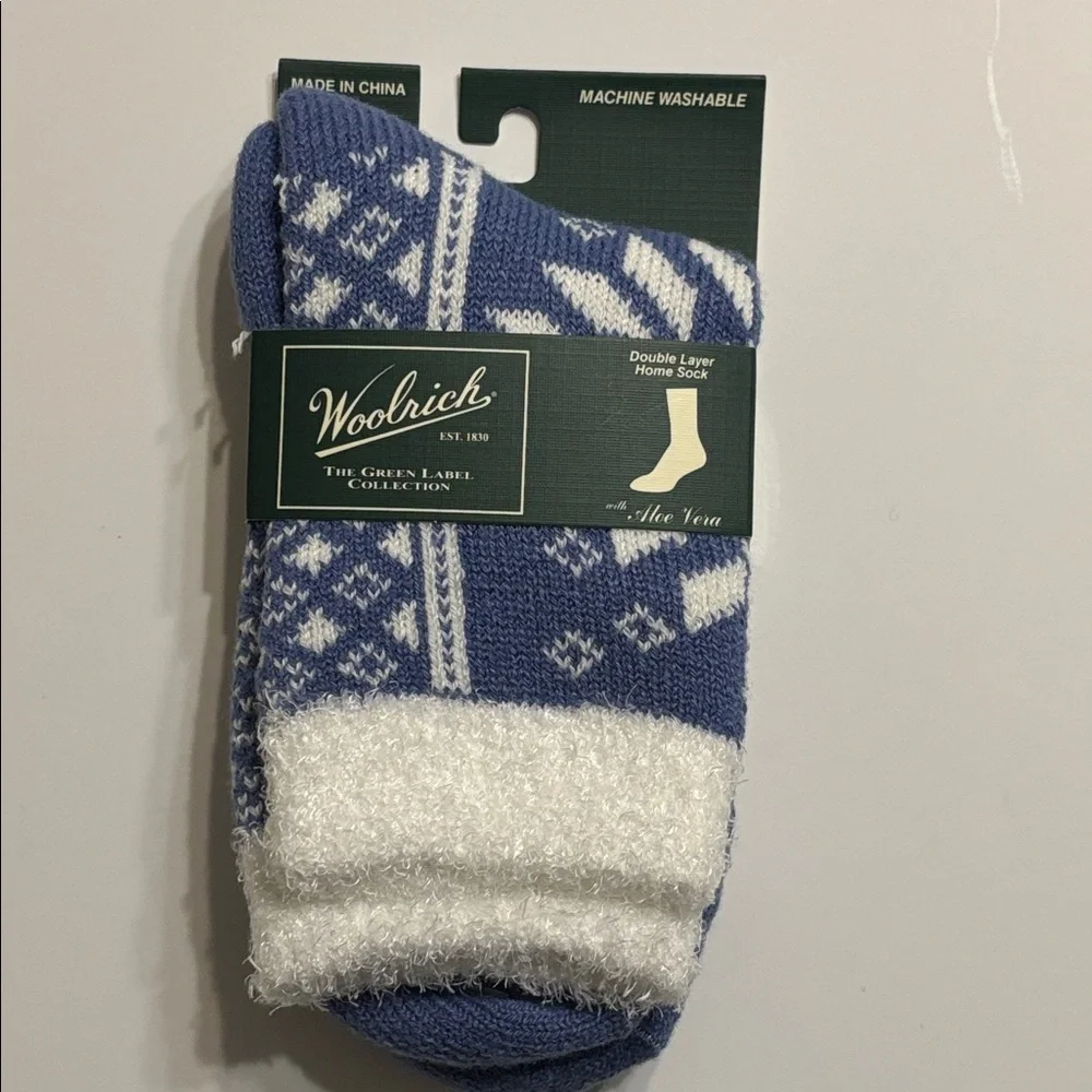 Woolrich Women's Aloe Infused Double Layer Periwinkle Home Socks